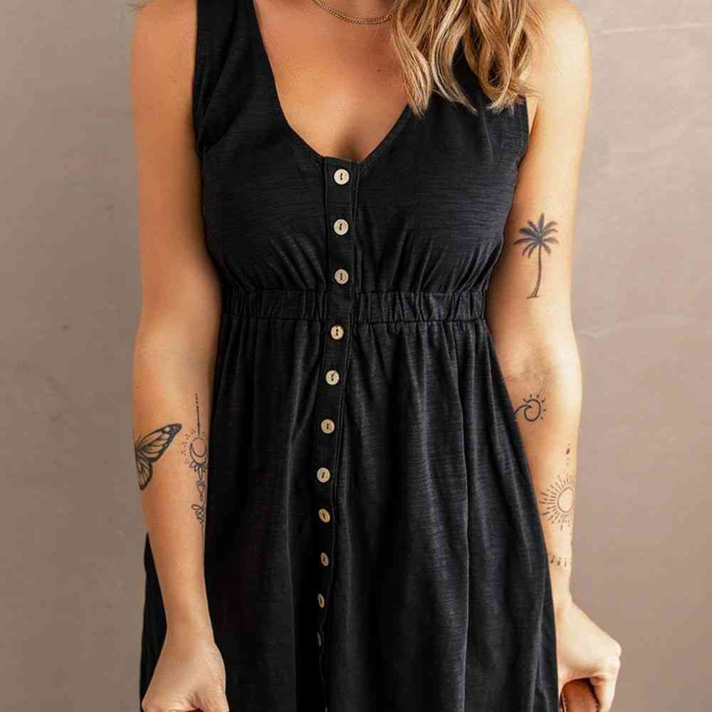 Sleeveless Button Down Mini Magic Dress - Stormyjay