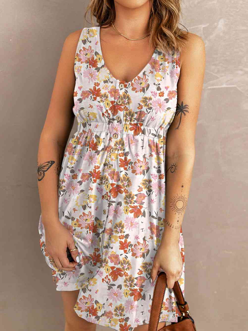 Printed Button Down Sleeveless Magic Dress - Stormyjay