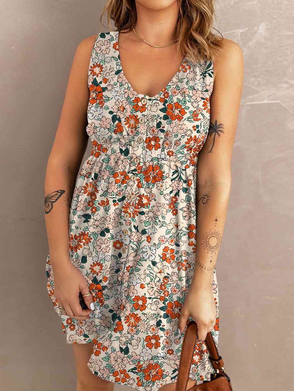 Printed Button Down Sleeveless Magic Dress - Stormyjay