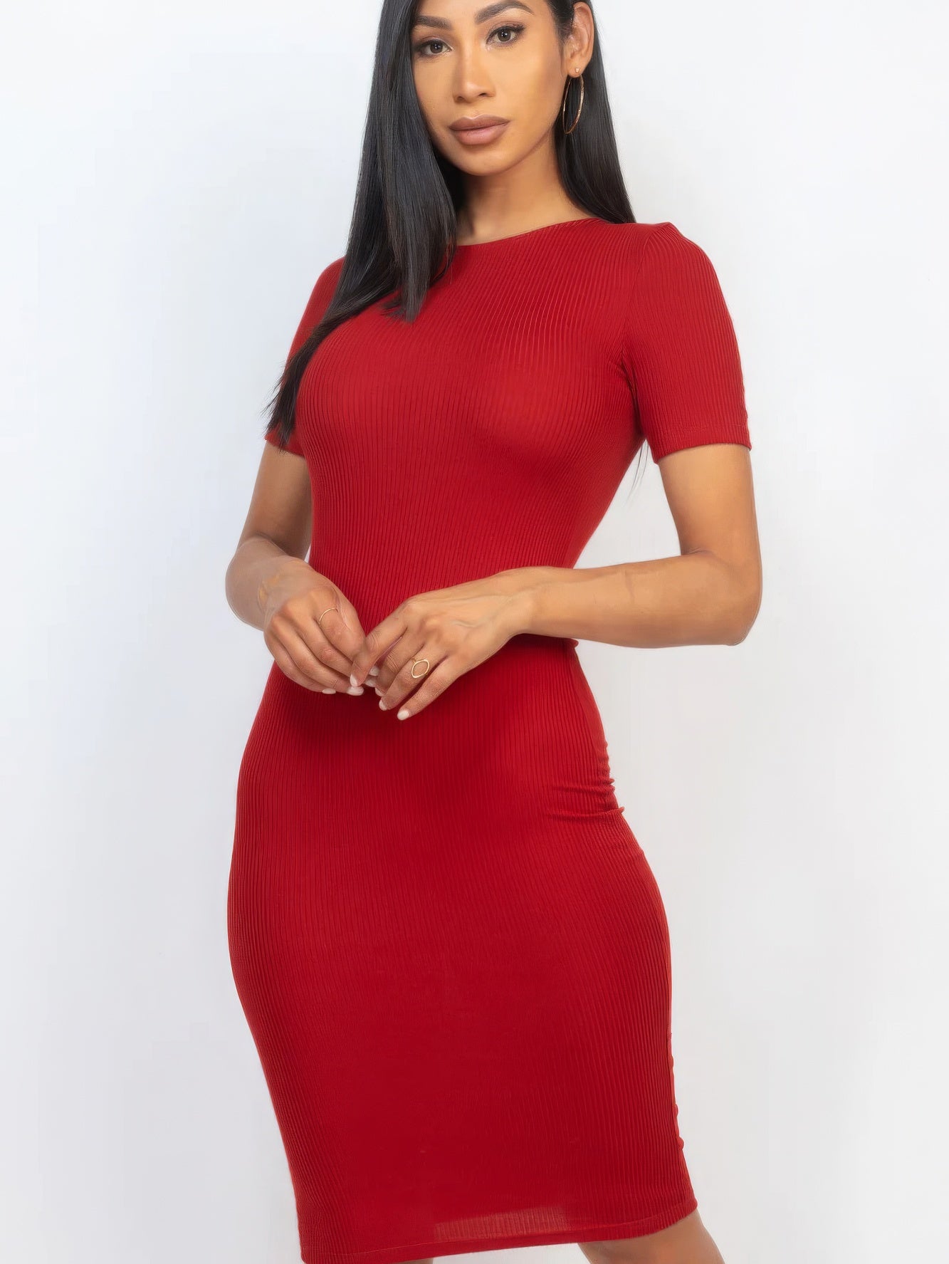 Ribbed Bodycon Midi Dress - Stormyjay