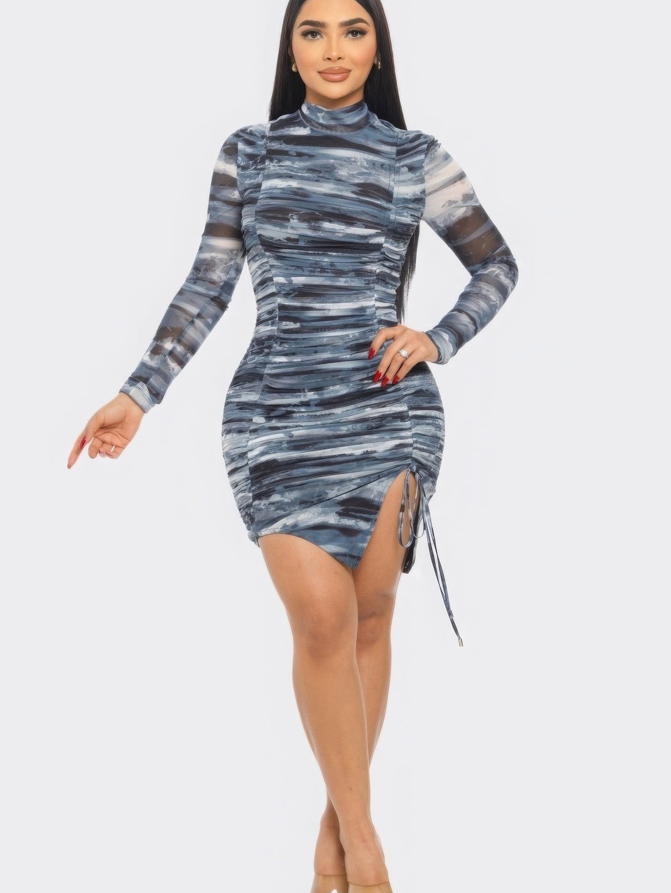 Print Mesh Mini Dress - Stormyjay