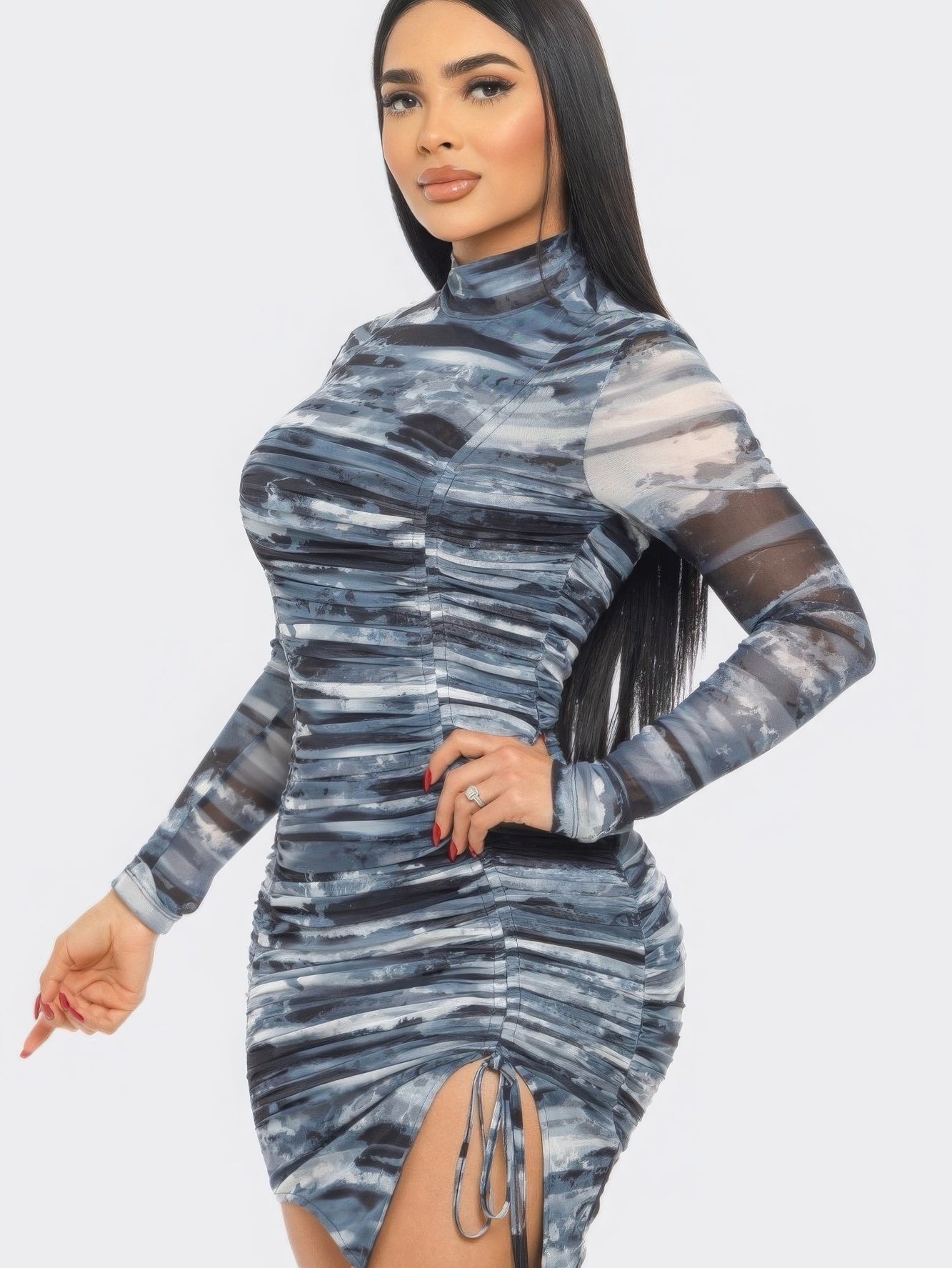 Print Mesh Mini Dress - Stormyjay