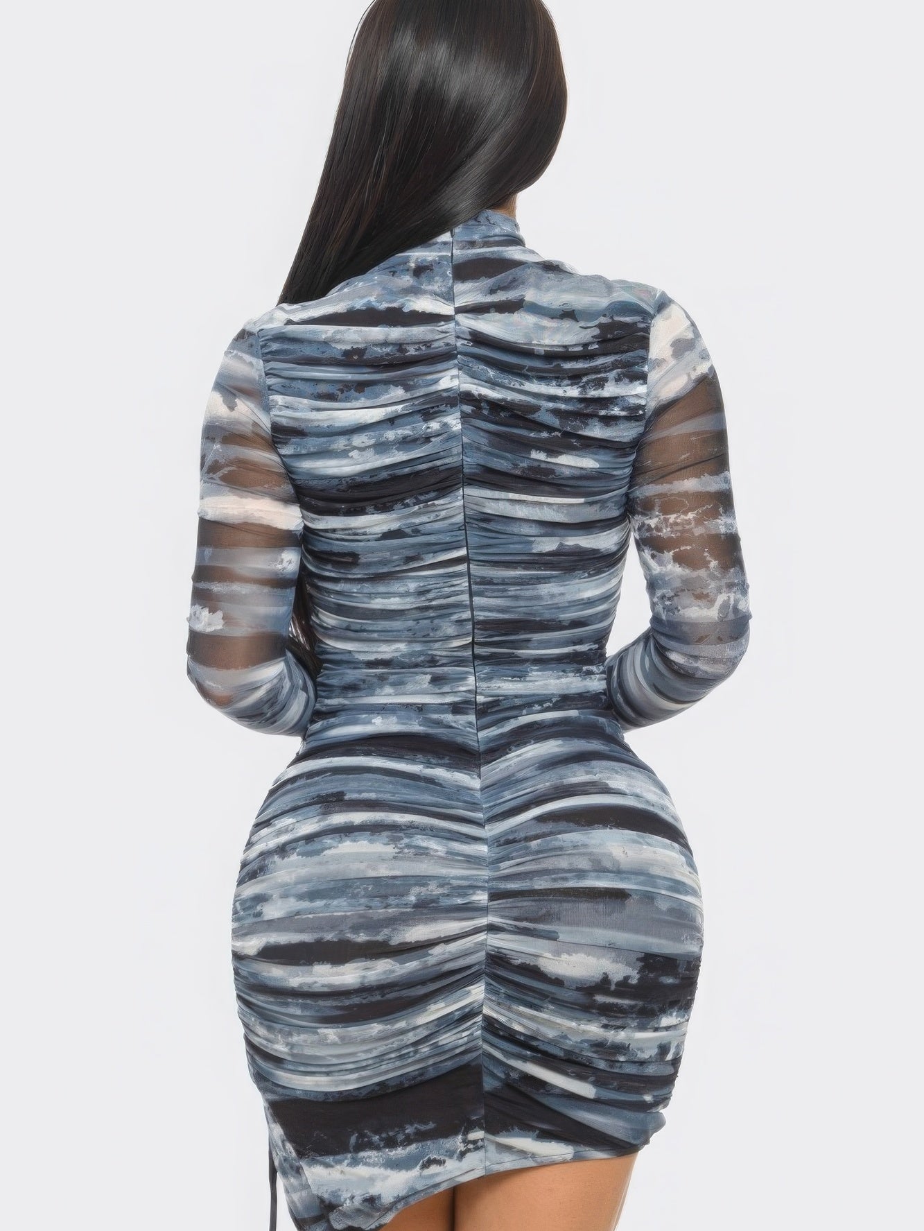 Print Mesh Mini Dress - Stormyjay