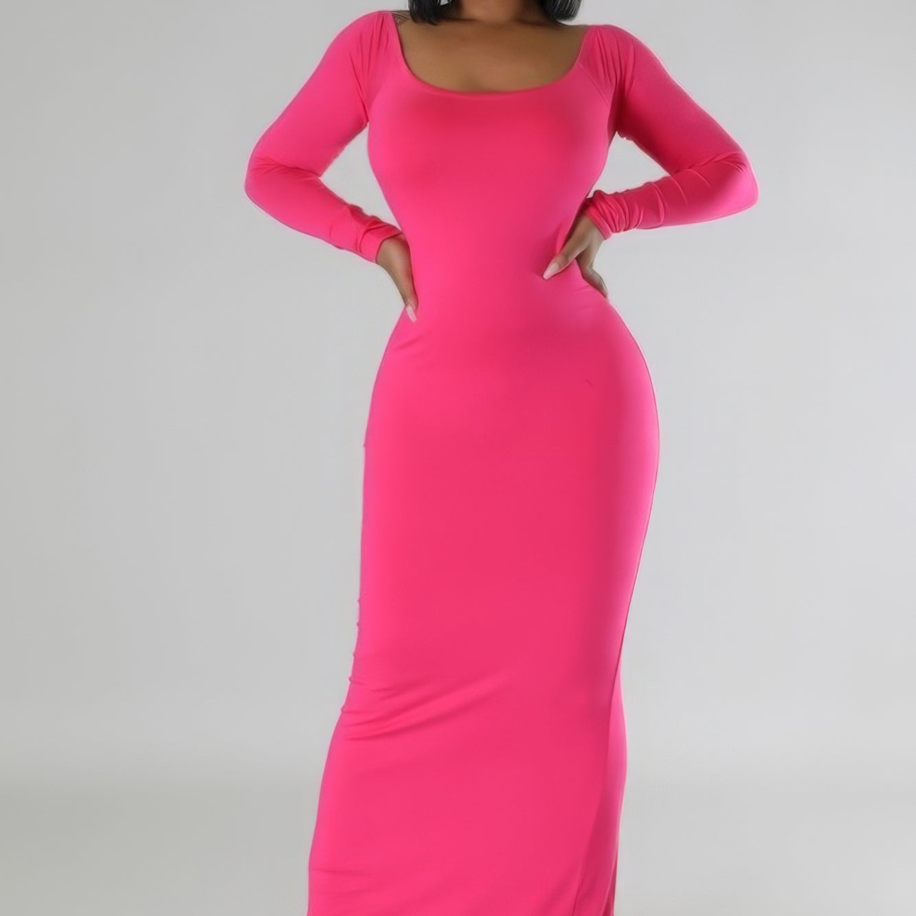 Long Sleeves Stretch Dress - Stormyjay