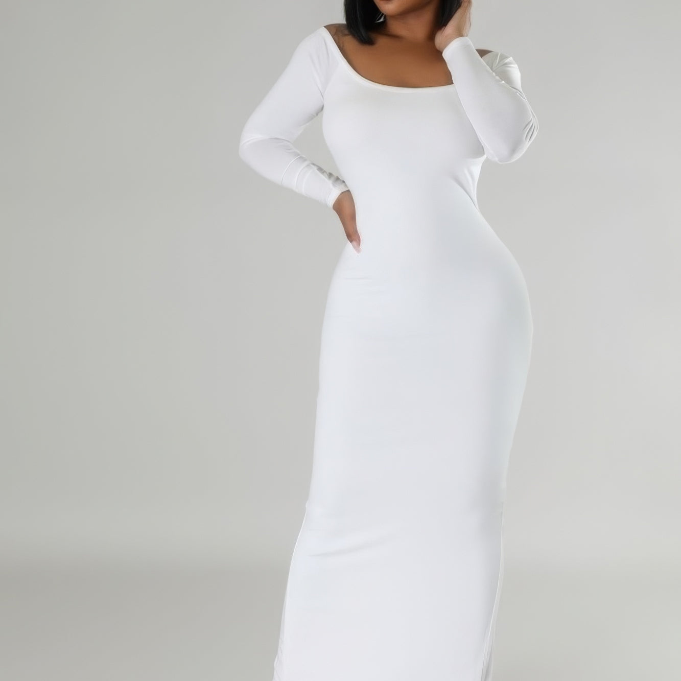 Long Sleeves Stretch Dress - Stormyjay