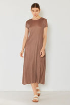 Marina West Swim Pleated Cap Sleeve A-Line Dress - Stormyjay