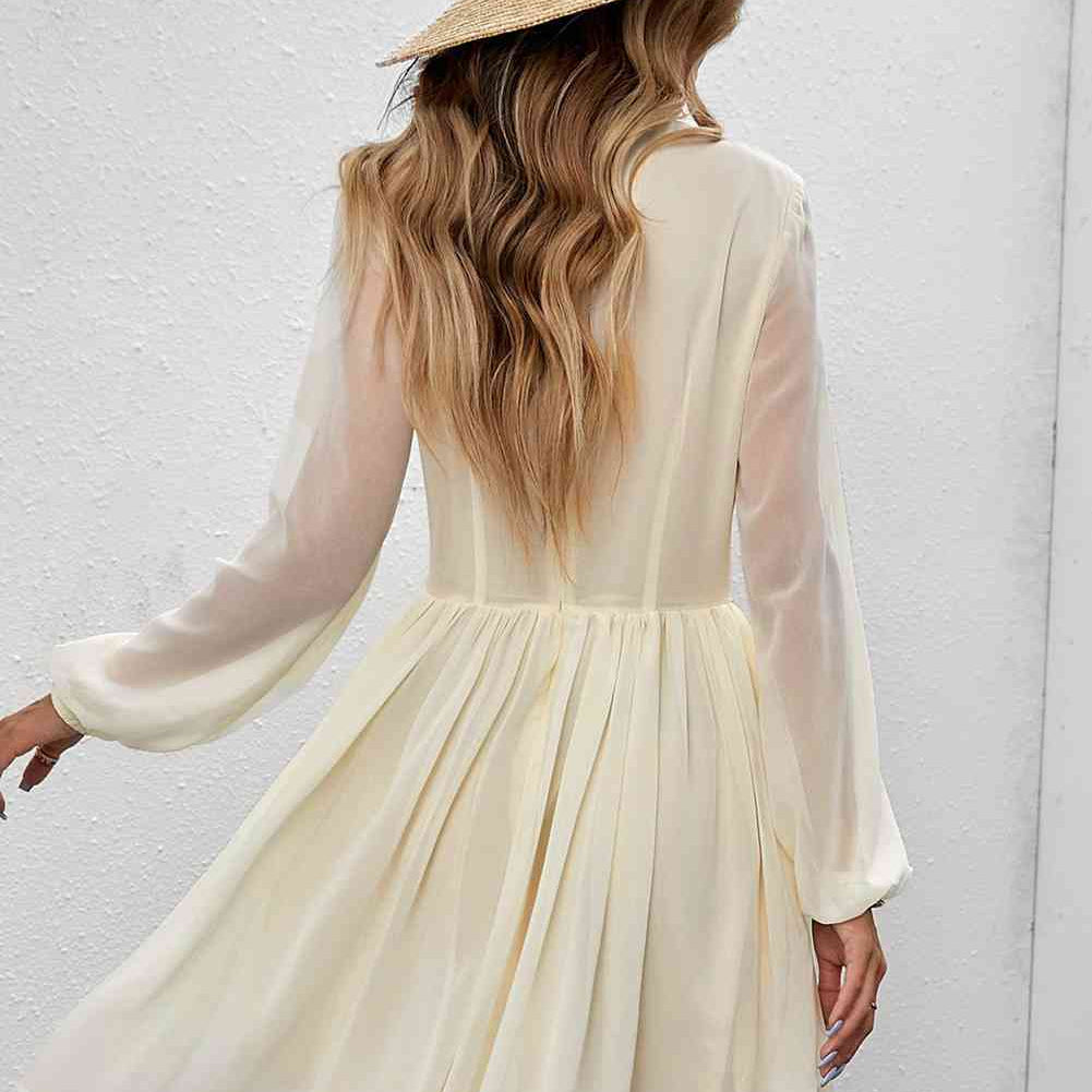 Floral Mesh Sleeve Lined Dress - Stormyjay