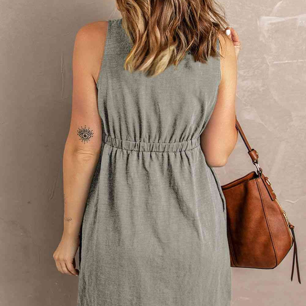 Sleeveless Button Down Mini Magic Dress - Stormyjay