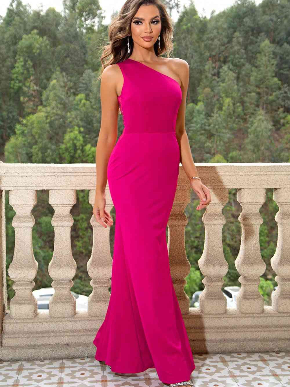One-Shoulder Sleeveless Maxi Dress