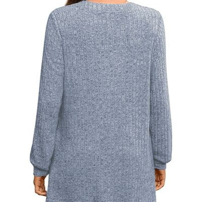 Slit Notched Pocketed Long Sleeve T-Shirt