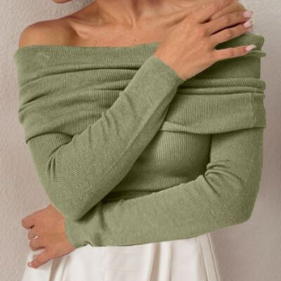 Off-Shoulder Long Sleeve Sweater