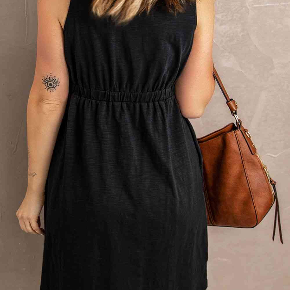 Sleeveless Button Down Mini Magic Dress - Stormyjay