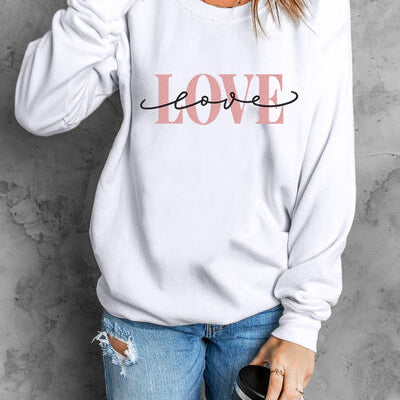 LOVE Round Neck Dropped Shoulder Sweatshirt