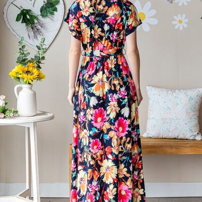 Heimish Full Size Floral Surplice Tie Waist Maxi Dress - Stormyjay
