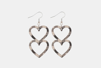 Cutout Heart Shape Wood Earrings