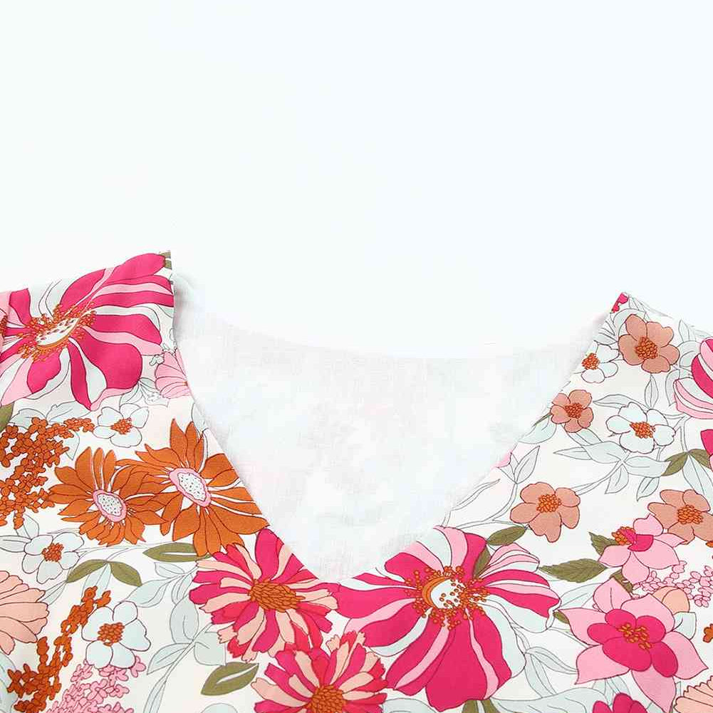 Floral Balloon Sleeve Ruffle Hem Dress - Stormyjay