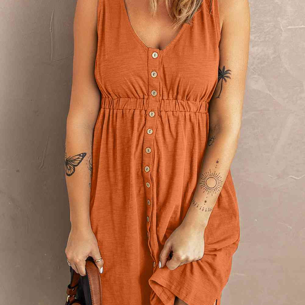 Sleeveless Button Down Mini Magic Dress - Stormyjay