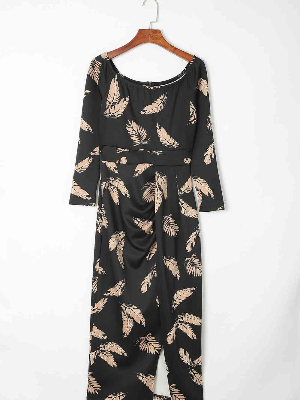 Printed Round Neck Slit Midi Dress