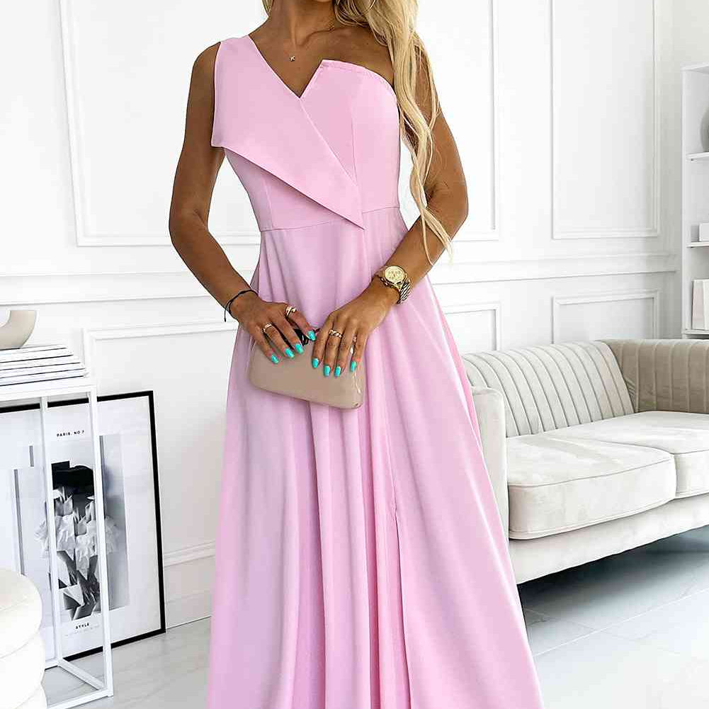 One-Shoulder Sleeveless Maxi Dress