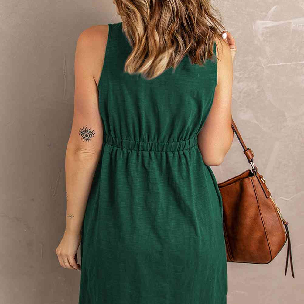 Sleeveless Button Down Mini Magic Dress - Stormyjay