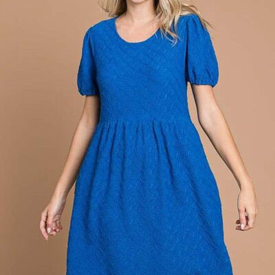Culture Code Texture Round Neck Short Sleeve Dress with Pockets - Stormyjay