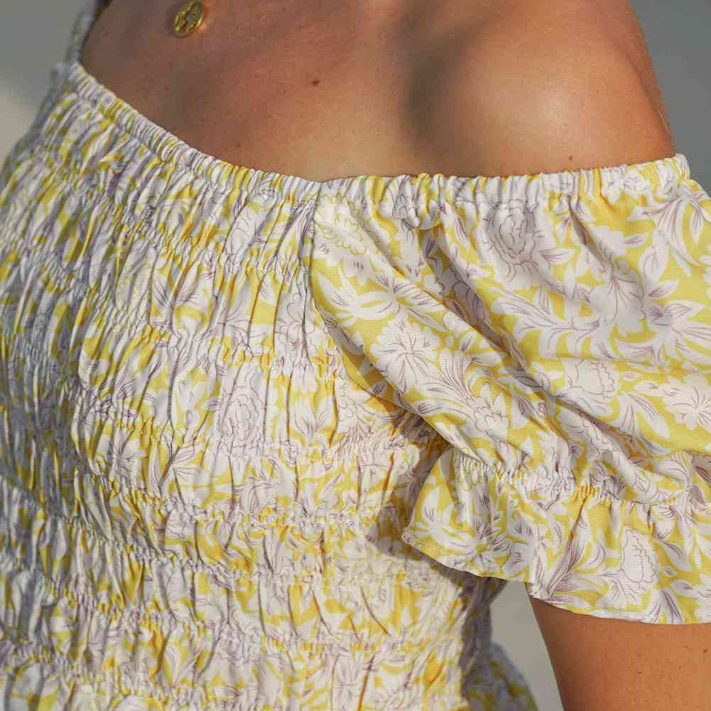 Floral Flounce Sleeve Off-Shoulder Dress - Stormyjay