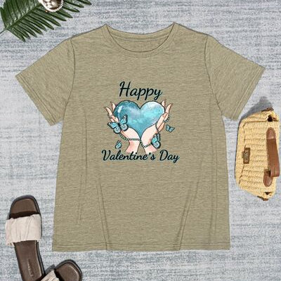 HAPPY VALENTINE'S DAY Round Neck Short Sleeve T-Shirt