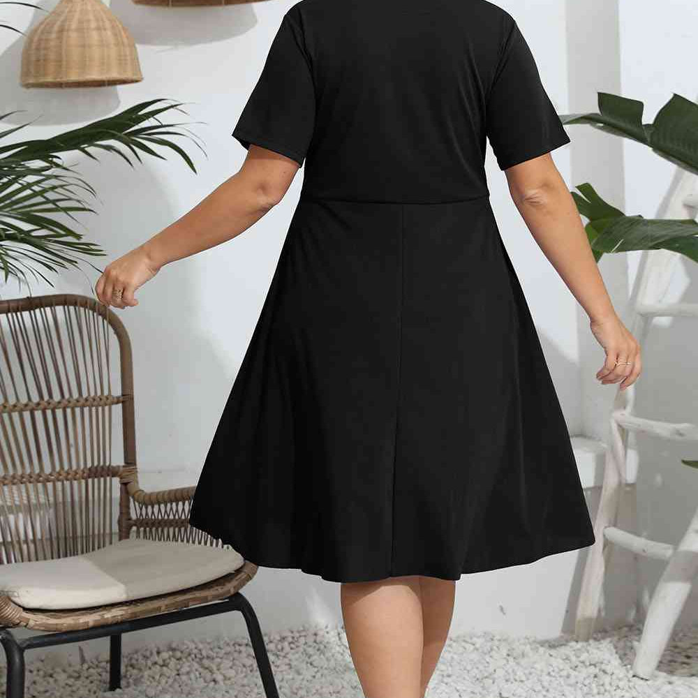 Plus Size Round Neck Openwork Dress