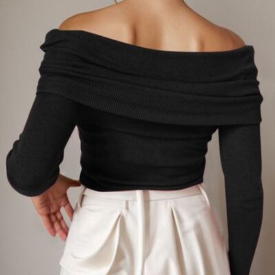 Off-Shoulder Long Sleeve Sweater