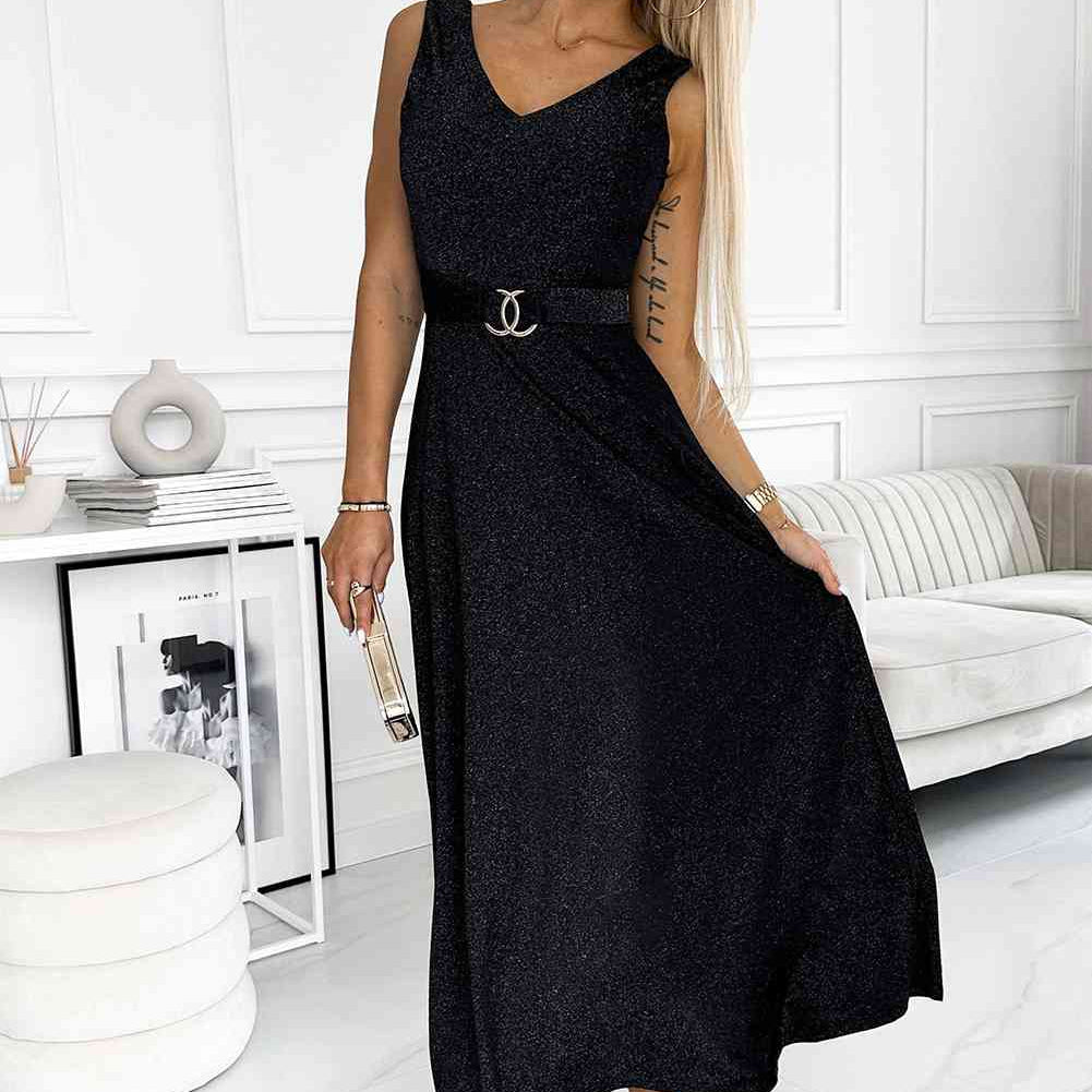 V-Neck Sleeveless Maxi Dress