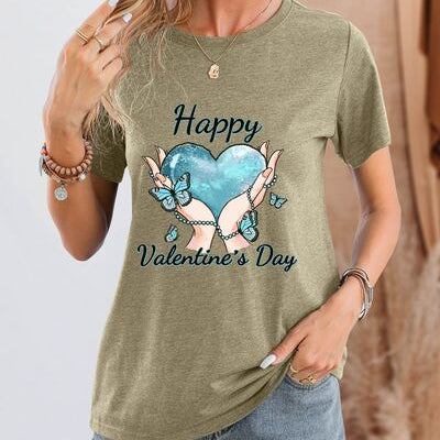 HAPPY VALENTINE'S DAY Round Neck Short Sleeve T-Shirt