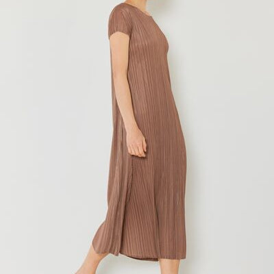 Marina West Swim Pleated Cap Sleeve A-Line Dress - Stormyjay