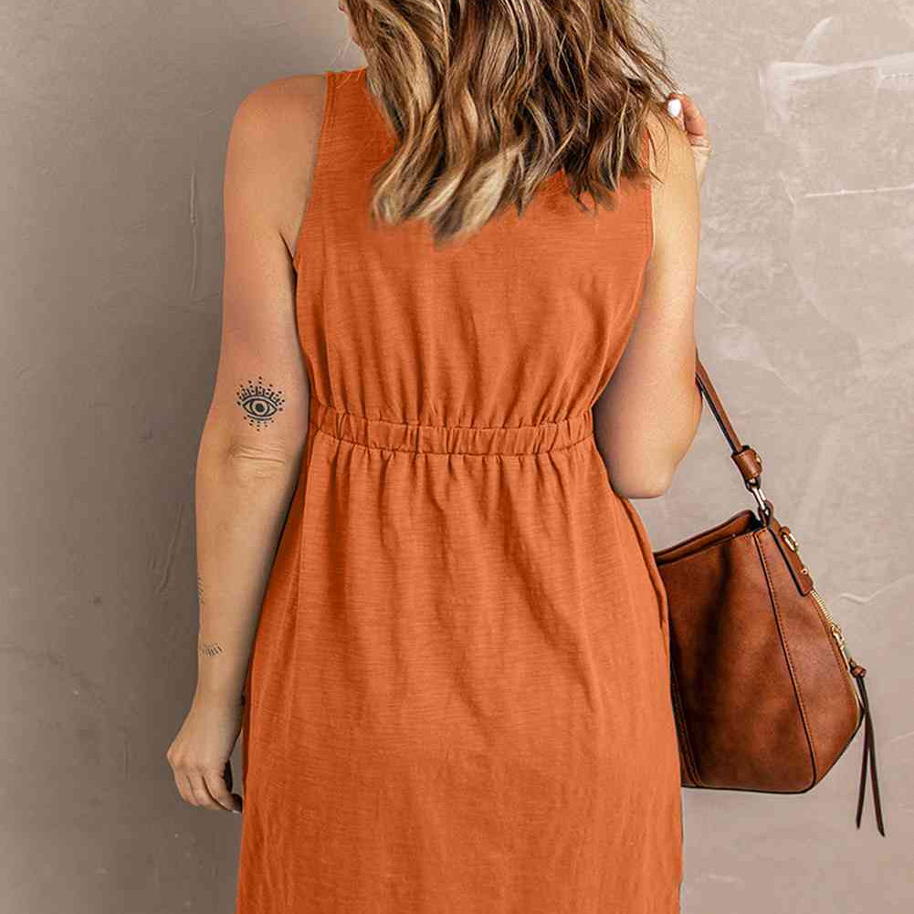 Sleeveless Button Down Mini Magic Dress - Stormyjay