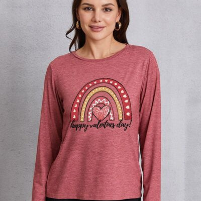 HAPPY VALENTINE'S DAY Round Neck Long Sleeve T-Shirt