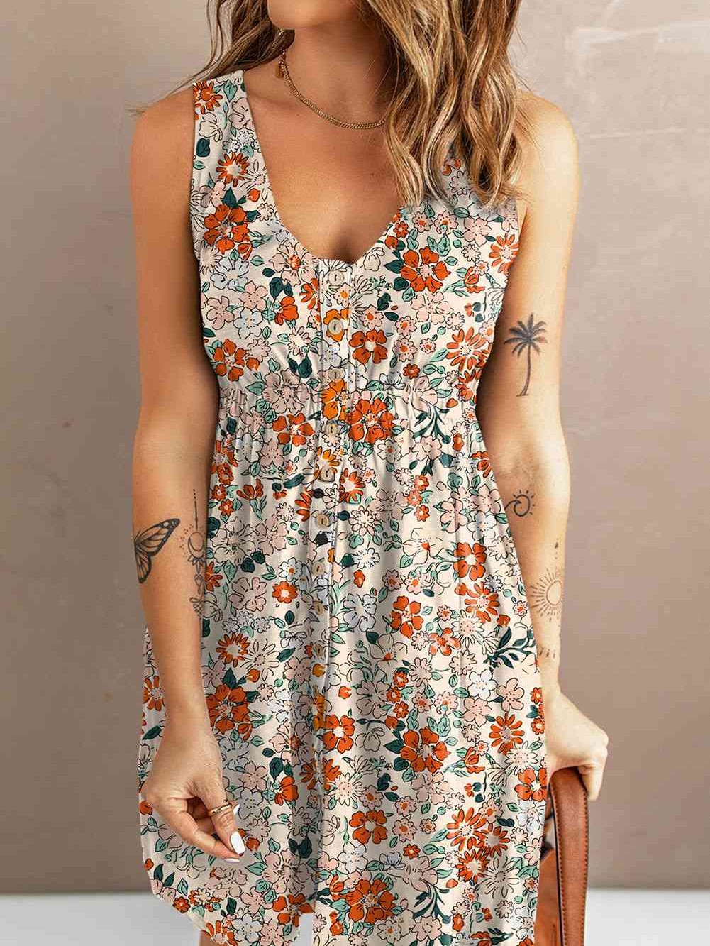 Printed Button Down Sleeveless Magic Dress - Stormyjay