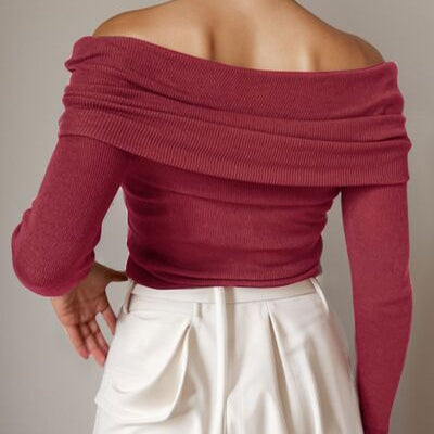 Off-Shoulder Long Sleeve Sweater