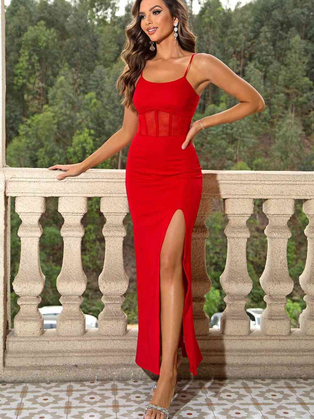 Spaghetti Strap Split Maxi Dress