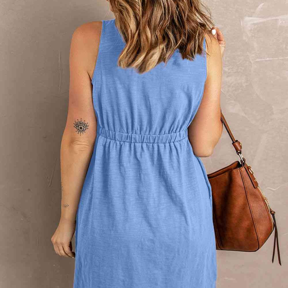 Sleeveless Button Down Mini Magic Dress - Stormyjay