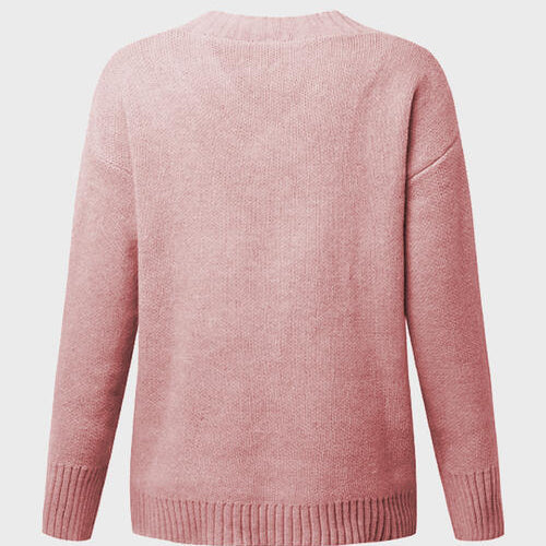V-Neck Long Sleeve Knit Top