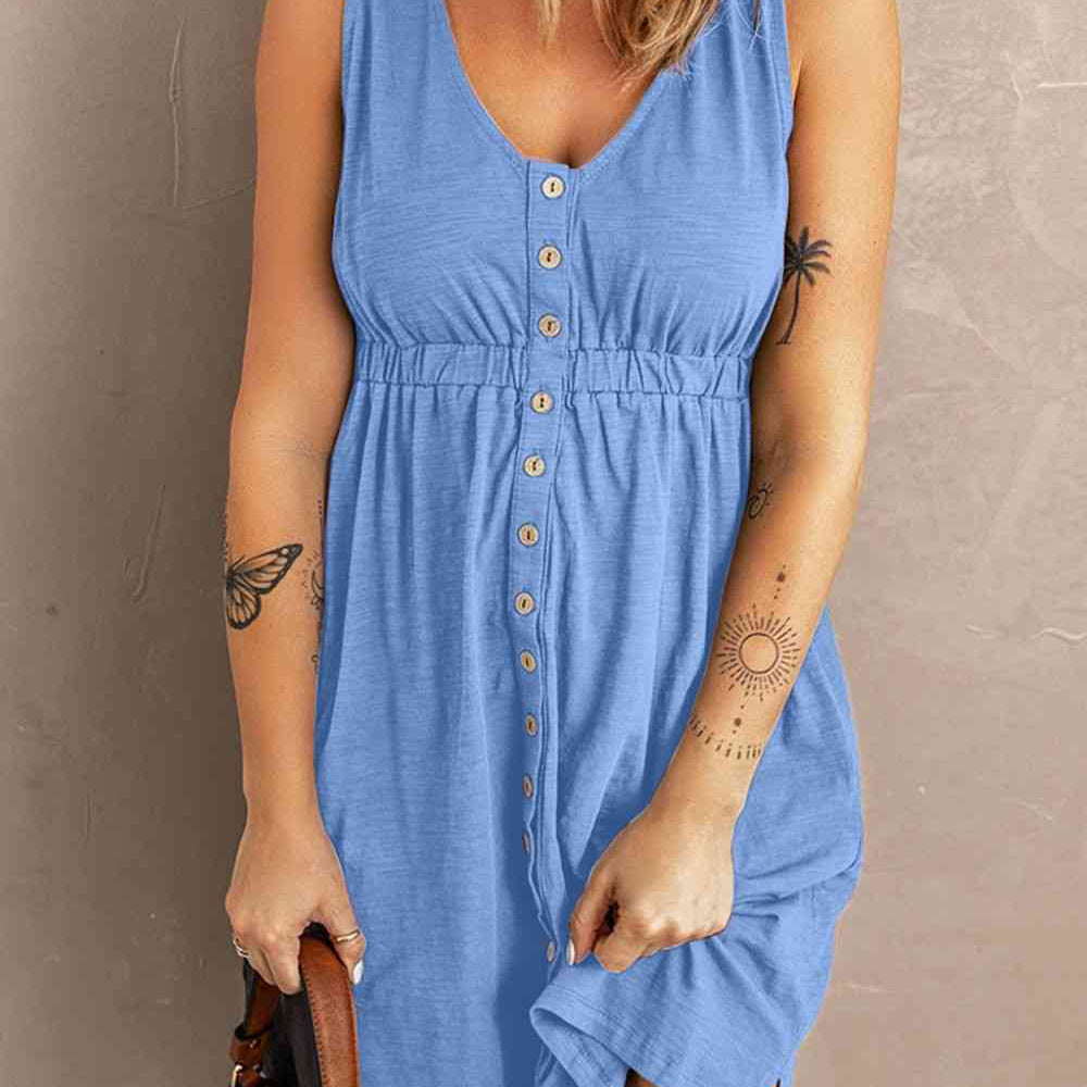Sleeveless Button Down Mini Magic Dress - Stormyjay