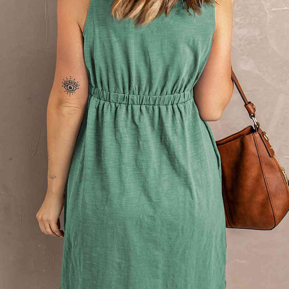 Sleeveless Button Down Mini Magic Dress - Stormyjay