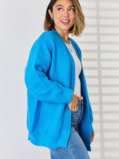 Open Front Dropped Shoulder Cardigan - Stormyjay