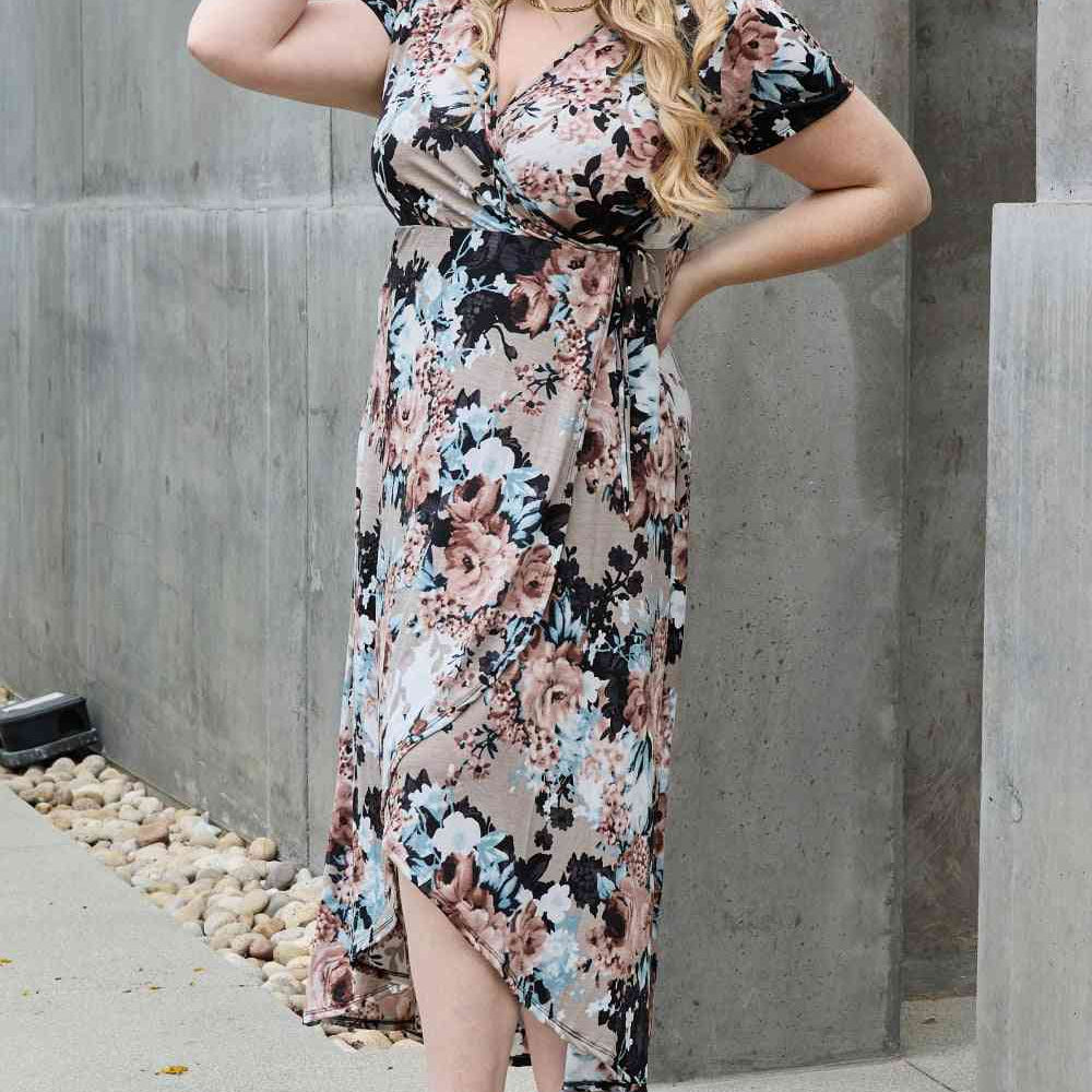 Heimish Give Me Roses Full Size Floral Maxi Wrap Dress - Stormyjay