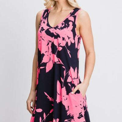 Heimish Full Size Floral V-Neck Tank Dress with Pockets - Stormyjay