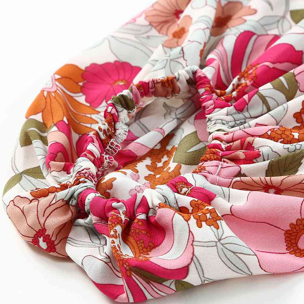 Floral Balloon Sleeve Ruffle Hem Dress - Stormyjay
