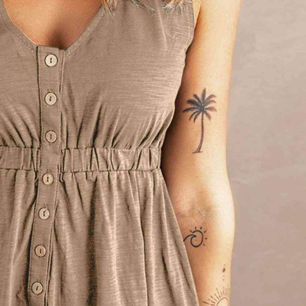 Sleeveless Button Down Mini Magic Dress - Stormyjay