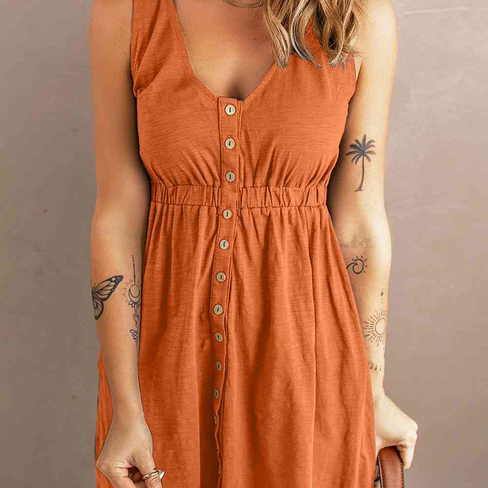 Sleeveless Button Down Mini Magic Dress - Stormyjay