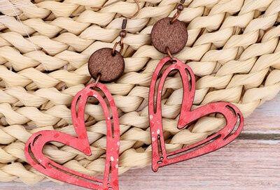 Cutout Heart Shape Wood Earrings