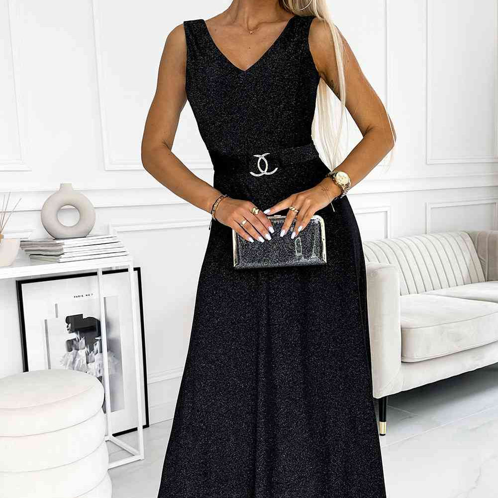 V-Neck Sleeveless Maxi Dress