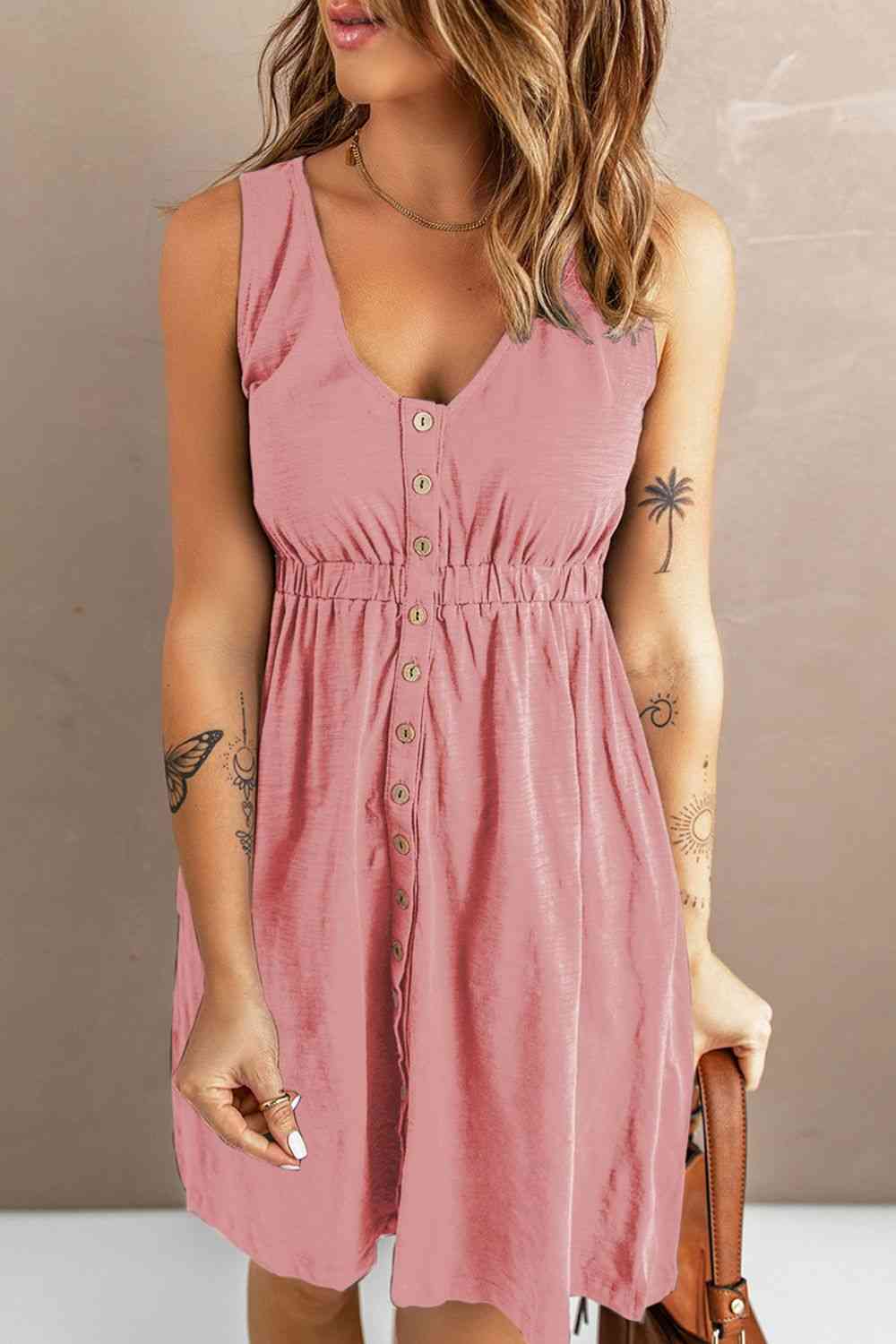 Sleeveless Button Down Mini Magic Dress - Stormyjay